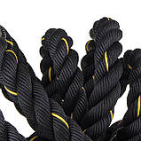 Канат для кросфіту 9 м Springos FA0104 Battle Rope спортивний з ручками для дому спортзалу, фото 3