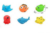 Іграшки пищалки Морські мешканці AY001D тварини для ванної дитячі гумові для купання 6 шт. для малюків пискавки