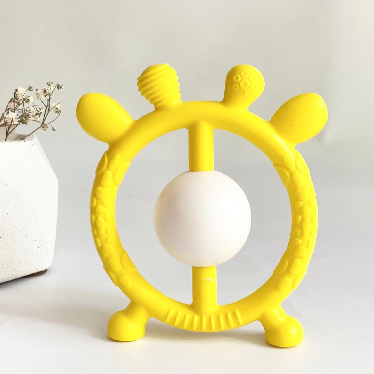 Брязкальце силіконове (жовтий) прорізувач для зубів, фото 1