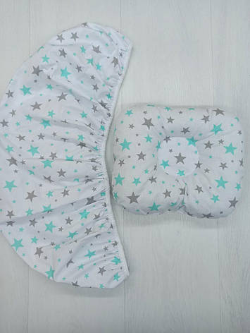 Набір в коляску 2 предмети подушка і простирадло на резинці комплект постільної білизни в дитячий візок, фото 1