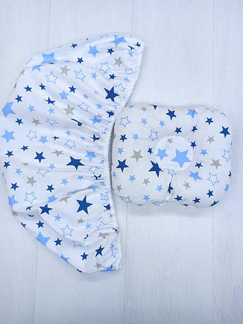 Набір в коляску 2 предмети подушка і простирадло на резинці комплект постільної білизни в дитячий візок, фото 1