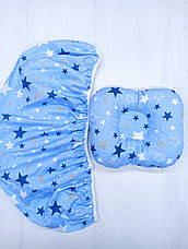 Набір в коляску 2 предмети подушка і  простирадло на резинці комплект постільної білизни в дитячий візок, фото 2