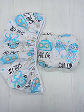 Набір в коляску 2 предмети подушка і  простирадло на резинці комплект постільної білизни в дитячий візок, фото 2