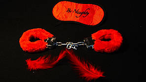 Набір "Fantasy" 3в1 (Наручники + маска наочори + рукавиця), червоний