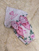 Демісезонний конверт з вишивкою "Маленька Українка", для новонароджених дівчаток, бавовна з плюшем