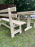 Дерев'яний садовий комплект 1,95м (Стіл та 2 Лавки) "Стоун". Колір: Без фарбування, фото 8