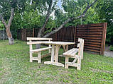 Дерев'яний садовий комплект 1,95м (Стіл та 2 Лавки) "Стоун". Колір: Без фарбування, фото 5