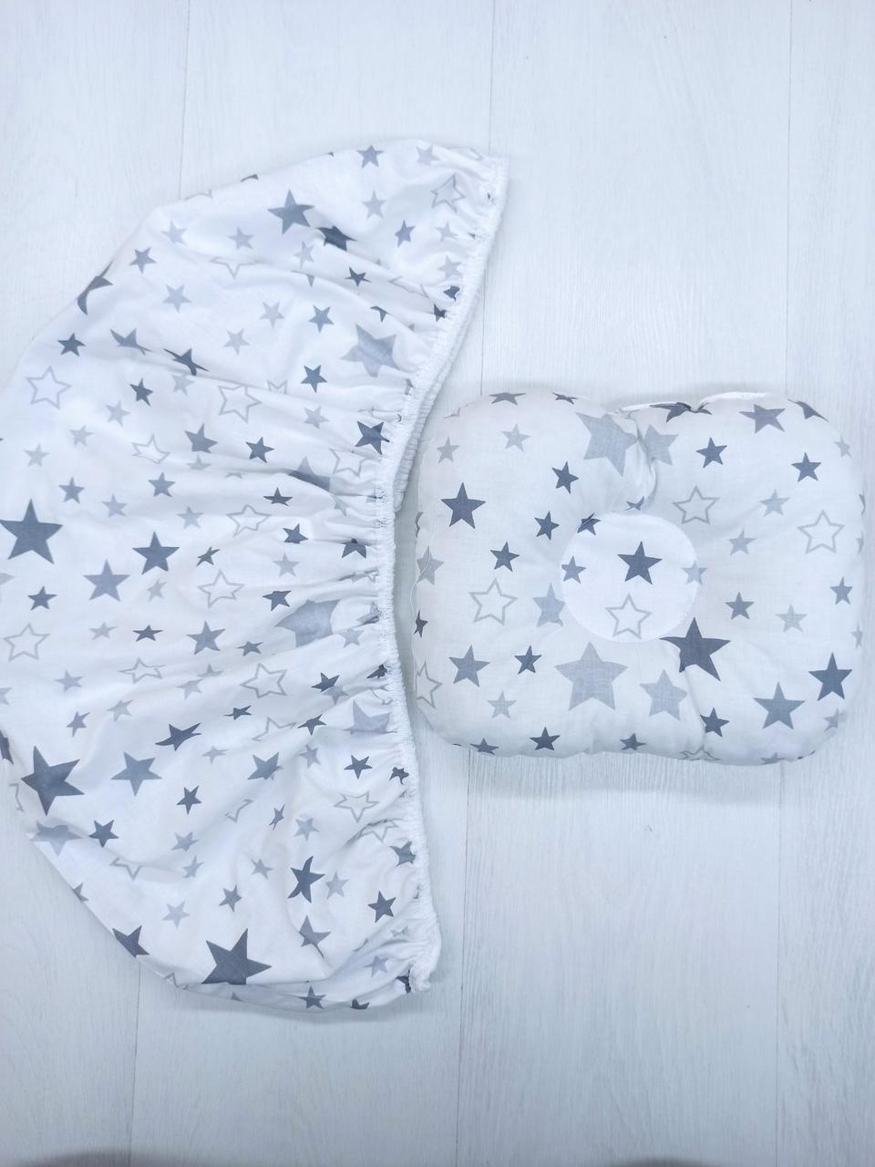 Набір в коляску 2 предмети подушка і  простирадло на резинці комплект постільної білизни в дитячий візок