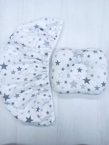 Набір в коляску 2 предмети подушка і простирадло на резинці комплект постільної білизни в дитячий візок, фото 1