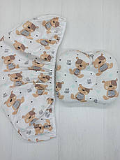 Набір в коляску 2 предмети подушка і простирадло на резинці комплект постільної білизни в дитячий візок, фото 2