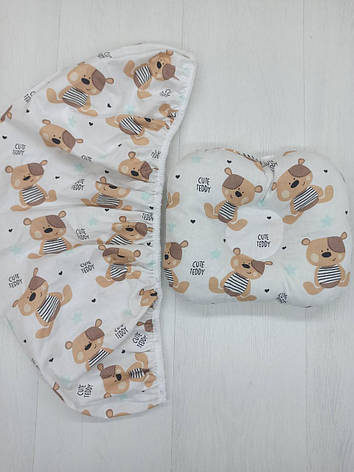 Набір в коляску 2 предмети подушка і простирадло на резинці комплект постільної білизни в дитячий візок, фото 1