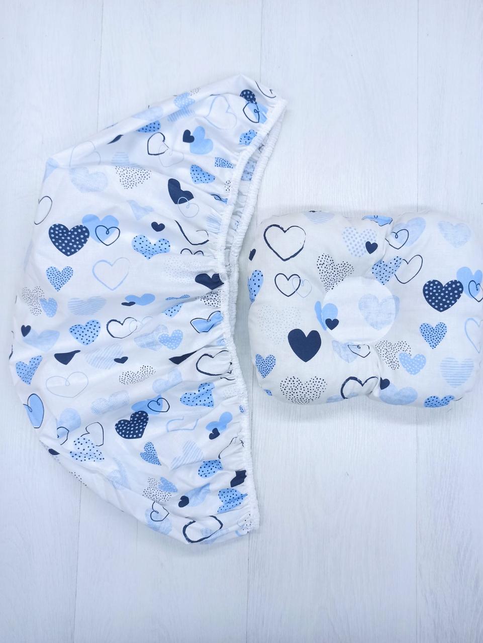 Набір в коляску 2 предмети подушка і  простирадло на резинці комплект постільної білизни в дитячий візок