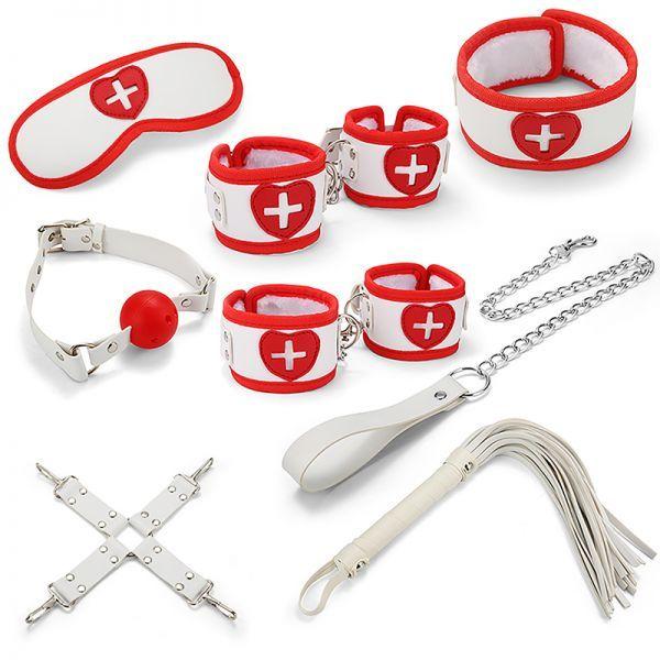 Набір для БДСМ ігор BDSM-NEW PVC Nurse Bondage Set, White