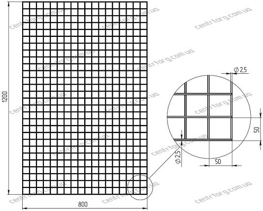Сітка торговельна 80х120 см (осередок 50х50 мм, D2.5 мм), фото 2