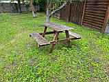 Дерев'яний садовий комплект 1,2м (Стіл та 2 Лавки) "Урбан". Колір: Горіх, фото 3