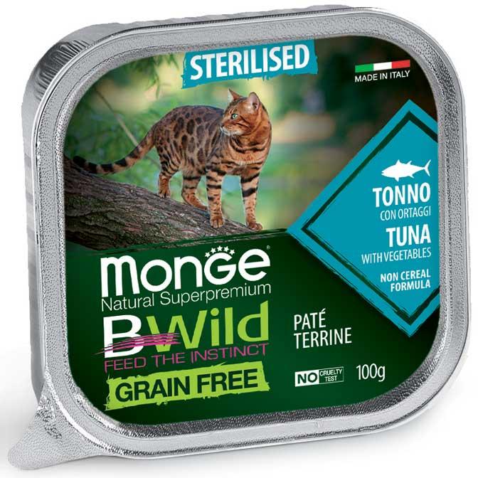 Влажный беззерновой корм для стерилизованных кошек Monge (Монж) cat Grain free Sterilised тунец 100гр*39шт - фото 1 - id-p1641510616