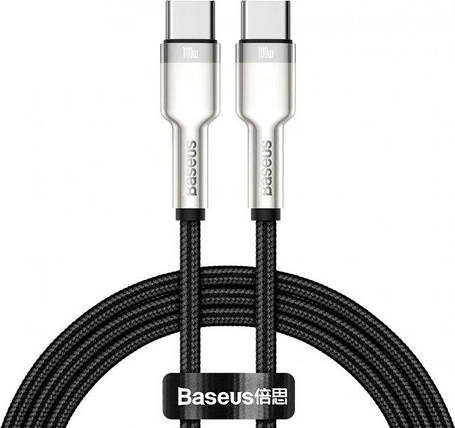 Кабель Baseus Cafule Series Metal Cable Type-C to Type-C 100W 1m CATJK-C01 Black, фото 1