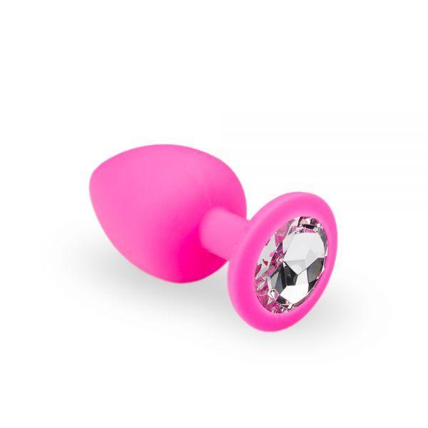 Анальний корок, Pink Silicone Diamond, L