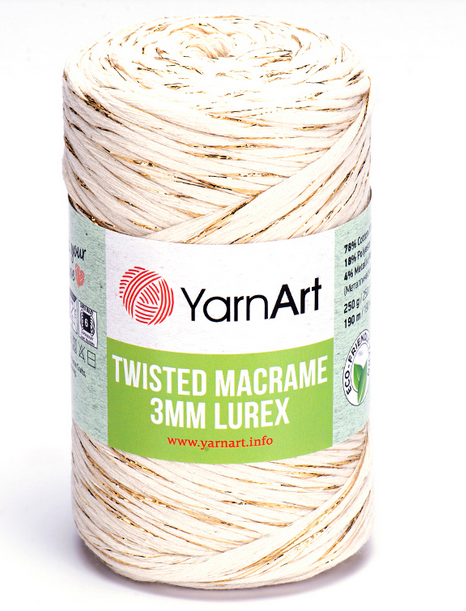 Twisted Macrame 3mm Lurex Yarnart-752, фото 1