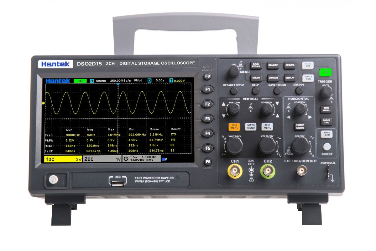 Цифровий осцилограф Hantek DSO2C10 смуга пропускання: 100MHz. 1МОм, 25пФ