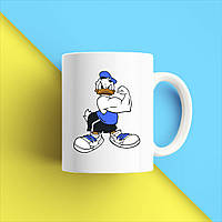 Білий кухоль (чашка) з принтом "Дональд Дак спортсмен" Push IT