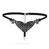 Еротичні труси чорні з перлами - розмір універсальний, (на резинці)