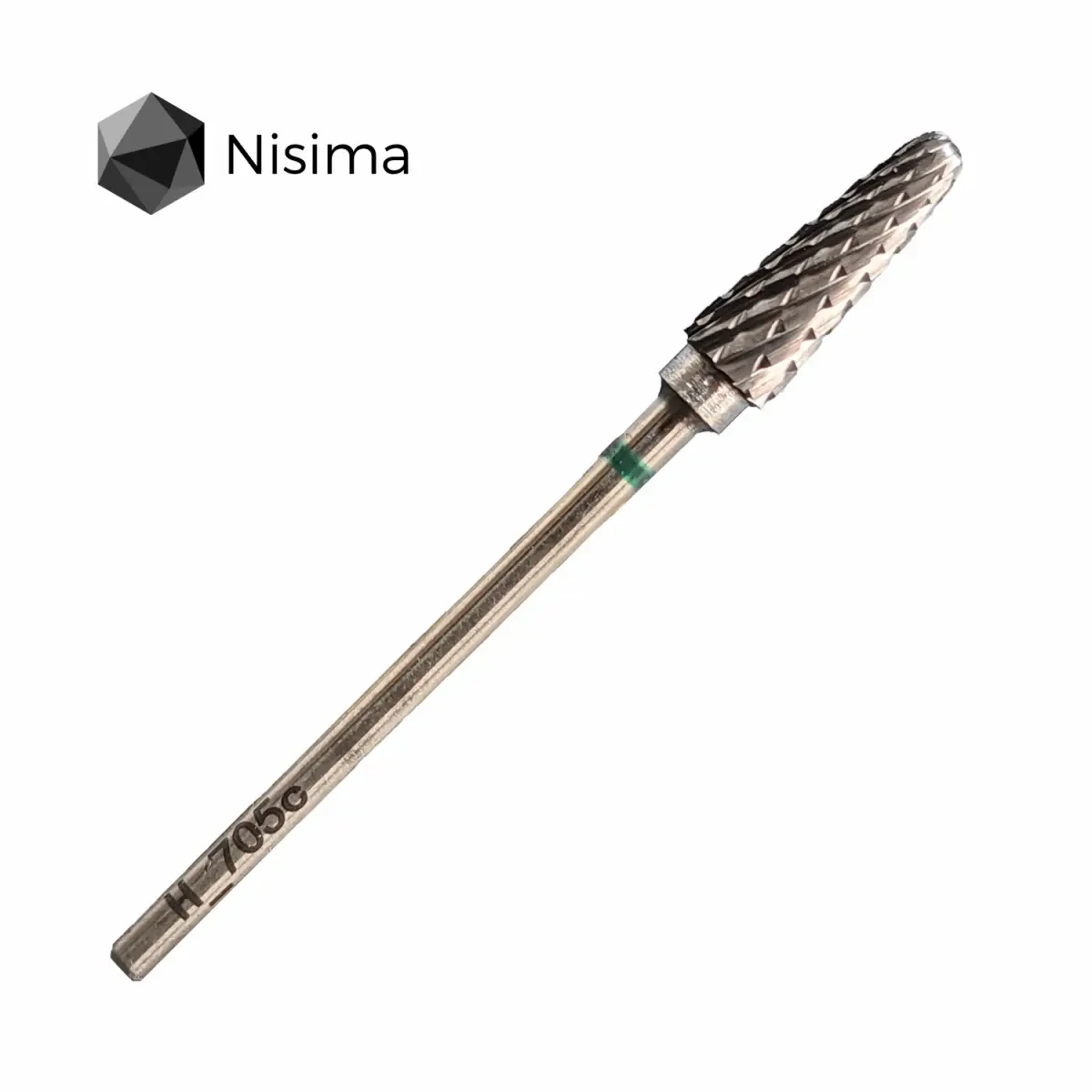 H_705cK Фреза тверда Nissma, закруглений конус, Зелена