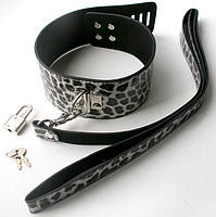 Нашийник із повідцем срібний леопард