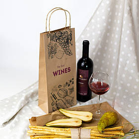 Подарункові пакети для алкоголю 150*90*360 мм крафт подарунковий Пляшковий пакет під вино з ручками