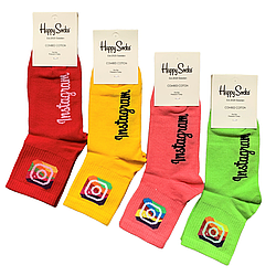 Шкарпетки жіночі "Happy Socks" Instagram. 36-40р. Середньої висоти, хб, демісезонні.