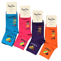 Шкарпетки жіночі "Happy Socks" Likee. 36-40р. Середньої висоти, хб, демісезонні.