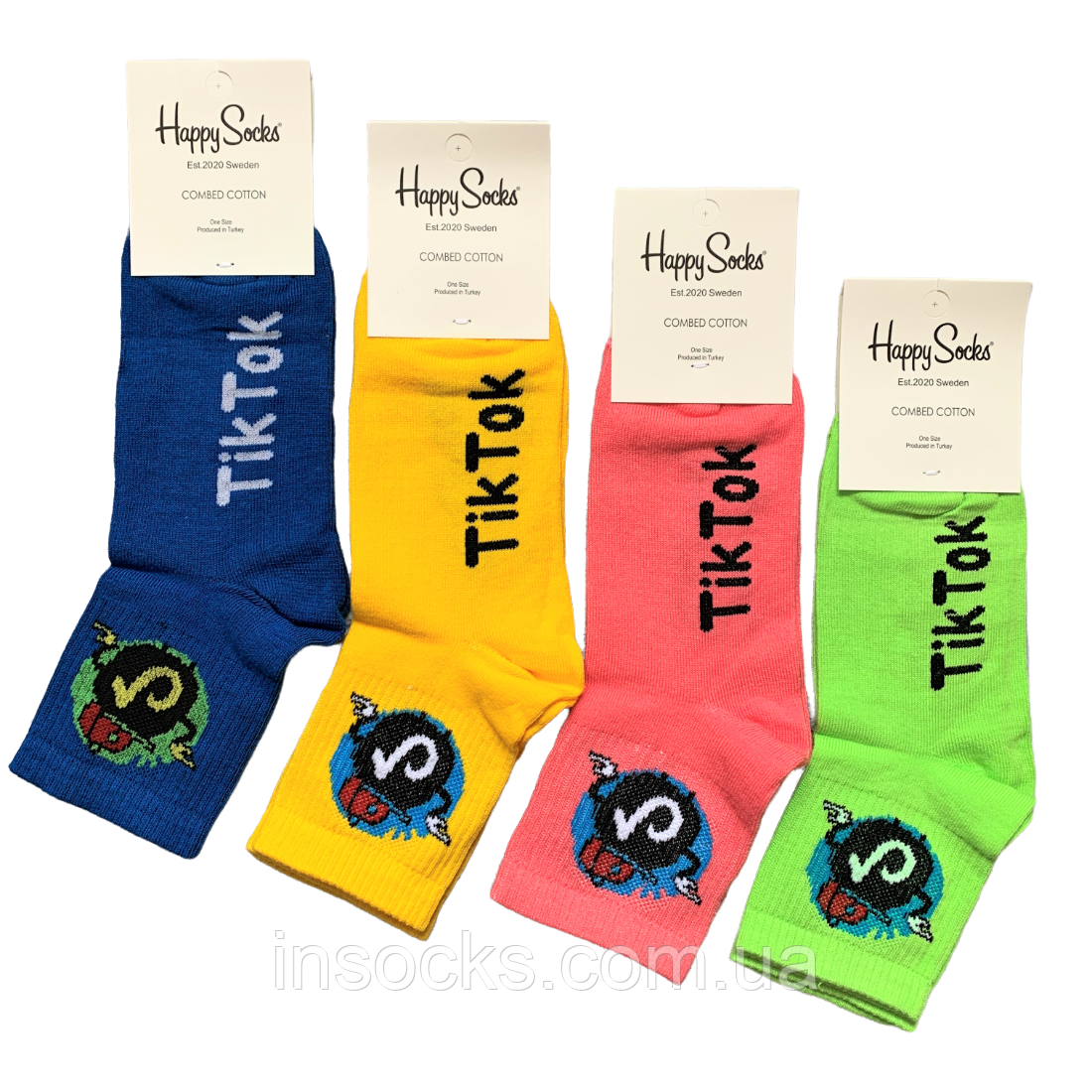 Шкарпетки жіночі "Happy Socks" TikTok, хб, демісезонні. 36-40р. Середньої висоти.