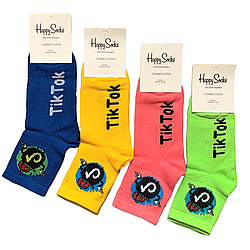 Шкарпетки жіночі "Happy Socks" TikTok, хб, демісезонні. 36-40р. Середньої висоти.