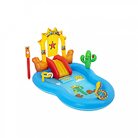 Надувний басейн із гіркою дитячий ігровий центр водний Дитячий надувний ігровий центр "Дикий захід" BW 53118, 278 л