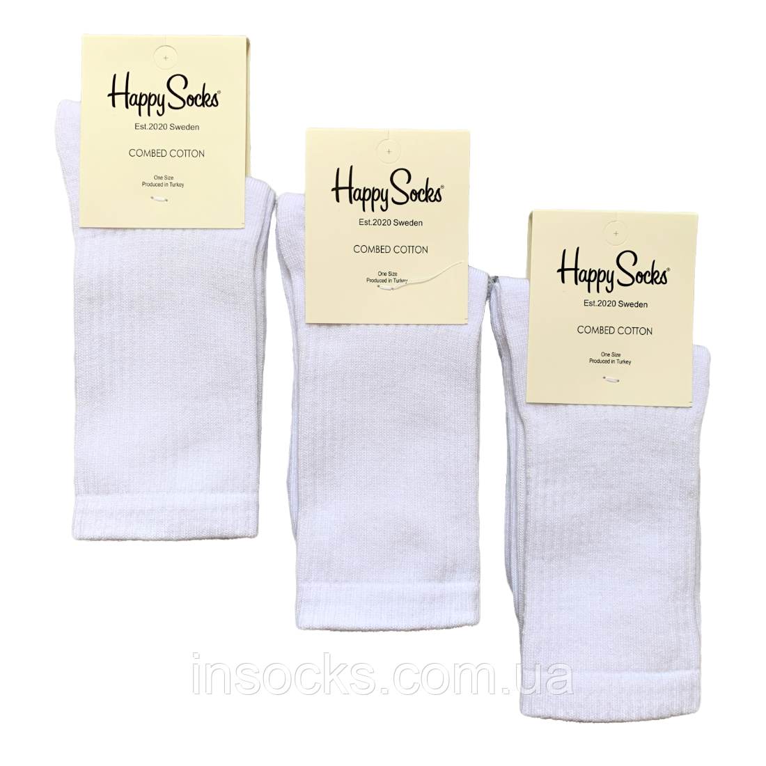 Шкарпетки жіночі "Happy Socks" теніс, хб, демісезонні. 36-40р. Білі. Високі.