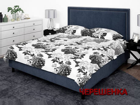 Тканина для постільної білизни Бязь "Gold" Lux GL3706grey (50м) квітковий принт на світлому, фото 1