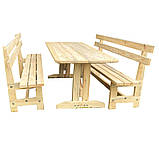 Дерев'яний садовий комплект 1,95м (Стіл та 2 Лавки) "Стоун". Колір: Без фарбування, фото 2