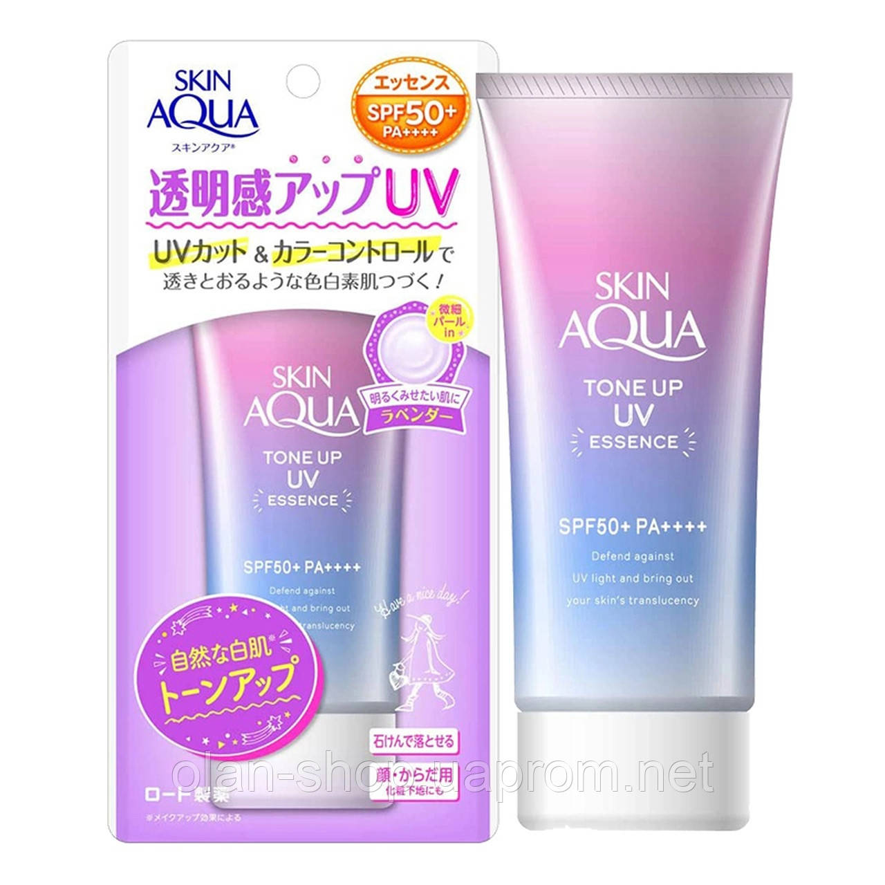 Санскрин с функцией цветокоррекции кожи Rohto Skin Aqua Tone Up UV Essence SPF 50+ PA++++ - фото 1 - id-p1393719704