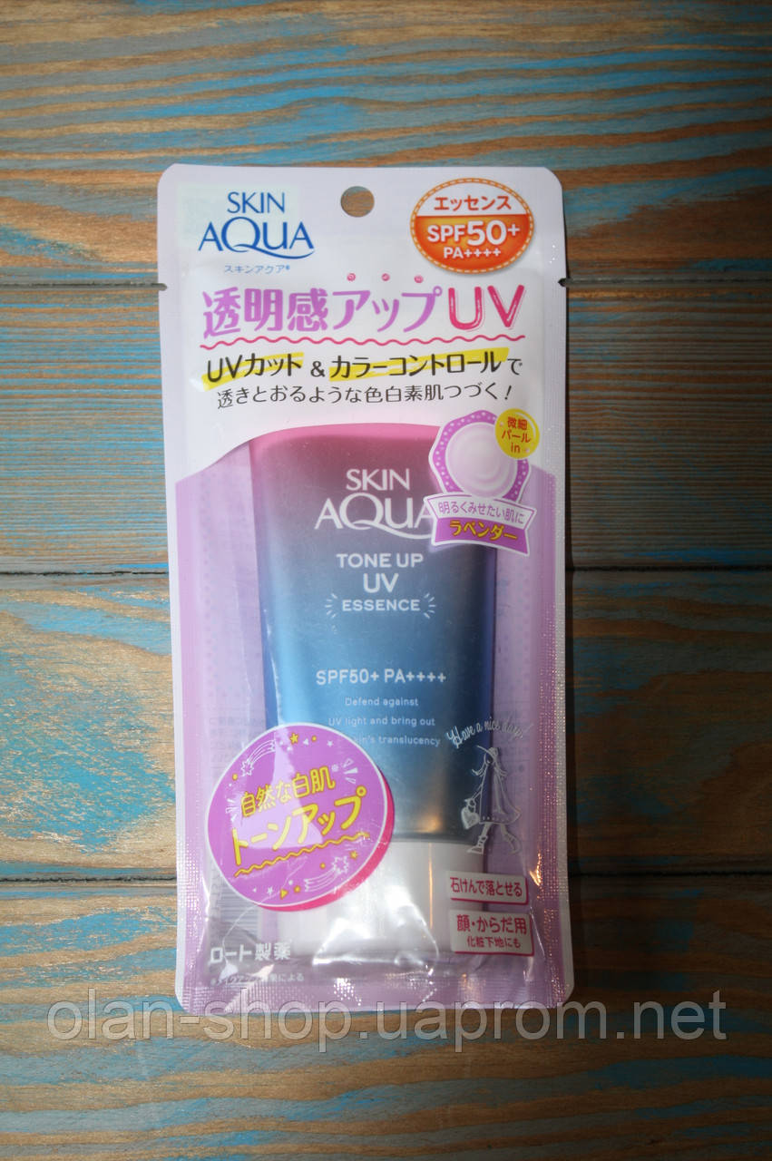 Санскрин с функцией цветокоррекции кожи Rohto Skin Aqua Tone Up UV Essence SPF 50+ PA++++ - фото 5 - id-p1393719704