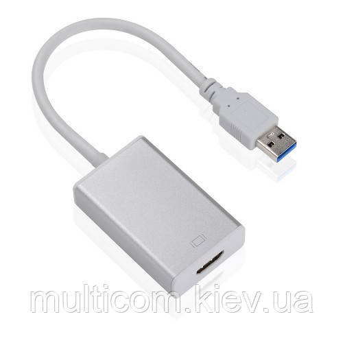 03-02-051. Конвертор USB 3.0 в HDMI (шт.USB (A) 3.0 → гніздо HDMI), зі шнуром 15см, фото 1