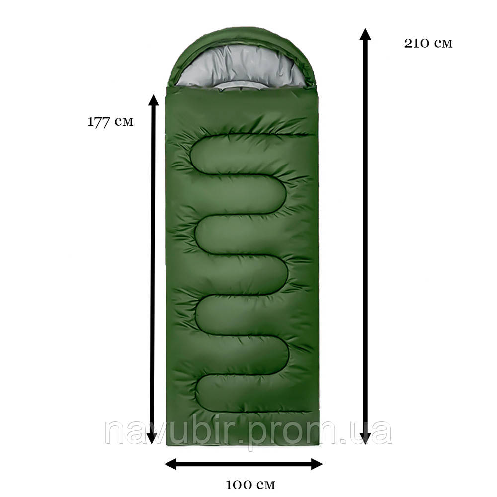 Теплый спальный мешок King Size (210х100см) Хаки спальник одеяло, спальный мешок одеяло туристический (NV) - фото 4 - id-p1641555389