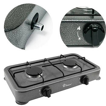 Настільна газова плита Domotec MS 6602 / Двокомфорочний газовий таганок / Плита на дві комфорки