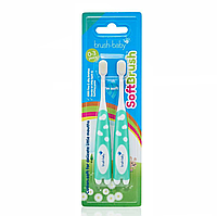 Детские зубные щетки Brush-Baby SoftBrush от 0 до 3 лет (бирюзовые), 2 шт