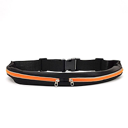 Сумка на пояс для бігу Go Runners Pocket Belt / Поясна спортивна сумка (27х10 см, 17х10) Чорна Помаранчева