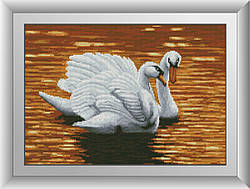 Картина алмазами Dream Art Вечір на озері (лебеді) (DA-30668) 35 х 50 см (Без підрамника)