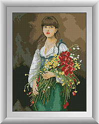Картина зі страз Dream Art Квіткарка (DA-30846) 38 x 51 см (Без підрамника)