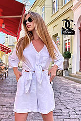 Костюм з шортами легкий жіночий з сорочкою літній білий