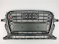 Решетка радиатора Audi Q5 2012-2016год Серая с хромом (в стиле S-Line)