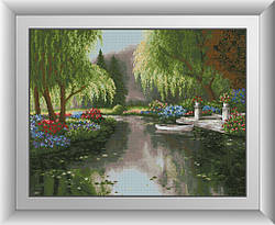 Картина стразами Dream Art Парк з озером (DA-31019) 52 x 67 см (Без підрамника)