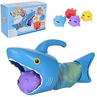 Игрушка для игры в воде акула-ловушка 31см, мячи-рыбки